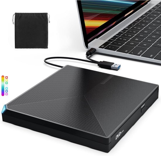 Externe DVD Brander USB 3.0 & USB-C – draagbare CD/DVD speler