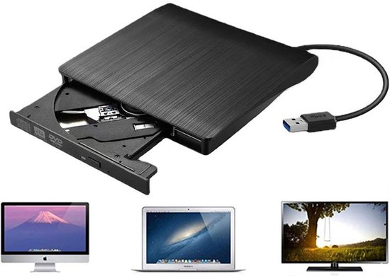 Externe DVD & CD Speler - Externe DVD Speler voor Laptop - Externe DVD Speler en Brander Geschikt Voor Windows, Linux & Mac - USB 3.0 - DVD Speler - Plug & Play - DVD/CD Drive geschikt voor Macbook