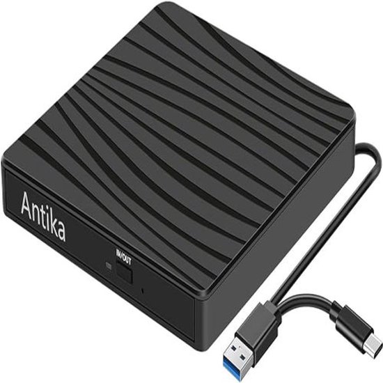 Externe DVD-Drive USB 3.0 & Type-C – Draagbare CD/DVD Brander & Lezer – Plug & Play Optische Drive voor Laptop & Desktop – Compatibel met Windows 11/10/8/7 & MacBook/MacOS – Slank & Schokbestendig Design