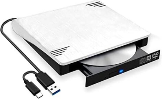 Externe DVD Speler - Externe DVD Speler voor Laptop - Externe DVD Speler en Brander - Type-C USB 3.0 met SD-Slot en USB-poorten DVD 8X CD 24X - Zwart