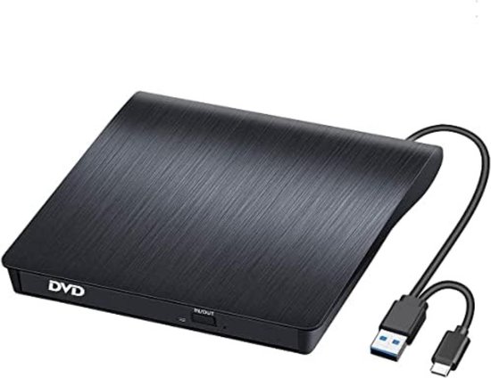 Externe DVD Speler - Externe DVD Speler voor Laptop - Externe DVD Speler en Brander - USB 3.0 en Type-C, Draagbare CD-DVD-Brander