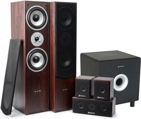Fenton 5.1 Home Cinema Surround Walnoot Speakerset 1300W met 10 Subwoofer van Fenton