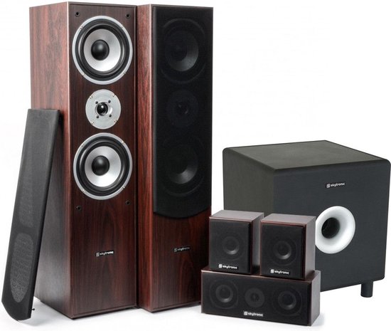 Fenton 5.1 home cinema surround walnoot speakerset 1300W met 8 subwoofer van Fenton