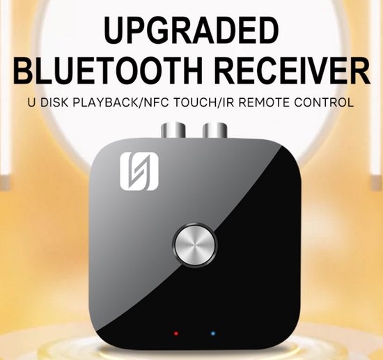 Ferfito Bluetooth 5.3 Ontvanger met NFC & Afstandsbediening – Sterk Signaal, Draadloze Audioadapter met RCA/AUX Uitgang, USB-afspeelfunctie – Audio Receiver- Geschikt voor Versterkers & Stereosystemen van Merkloos