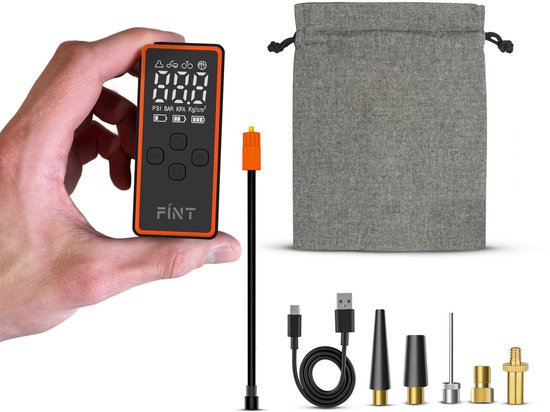 FÍNT® V3 MINI Elektrische Fietspomp - Luchtcompressor - voor Fiets, Scooter, Motor en Ballen - Elektrische Bandenpomp - Oplaadbaar & Draagbaar - Bandenpomp - Compressor - Voor in Noodpakket - PRO van FÍNT®