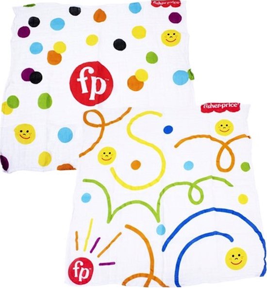 Fisher Price spuugdoek, set van 2 stuks hydrofiele doekjes, 60x60 cm van Fisher Price