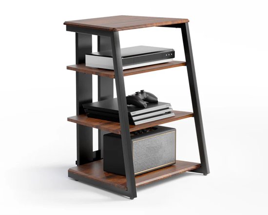 FITUEYES Eiffel Serie Audio Rack – Industrieel HiFi Meubel met 4 Planken en Kabelbeheer van Merkloos