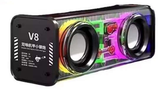 Fivesquare MechaDual RGB Speaker – Transparante Bluetooth Speaker met Dual 3W Stereo, Bass Boost & RGB Licht van Merkloos