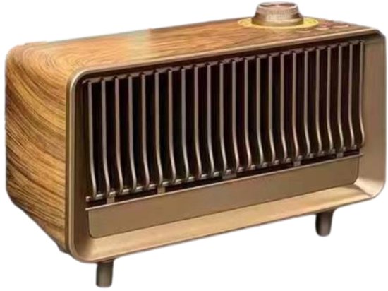 Fivesquare RetroDrive Dual Speaker – Retro Bluetooth Speaker met 10W Dual Mono Sound, FM Radio, TWS & Multi-Input (Retro Wood + Bronze) van Merkloos