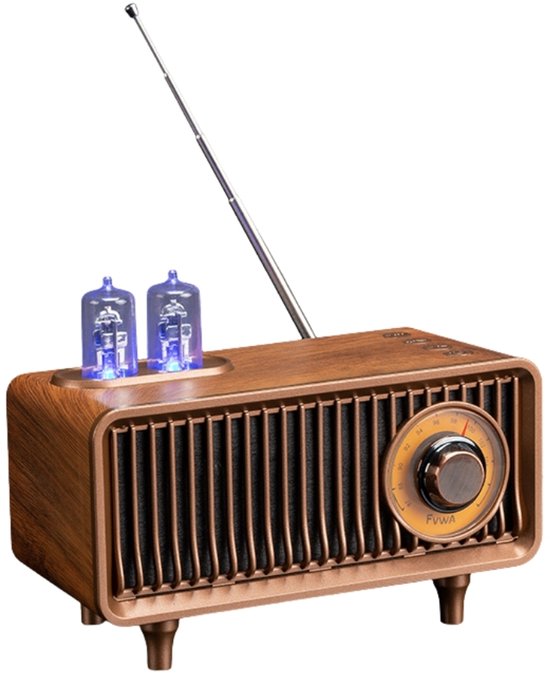 Fivesquare RetroGlow FM Bluetooth Speaker – Retro Tube Design, RGB Lights, 5W Stereo, FM Radio & Bluetooth 5.4 van Merkloos