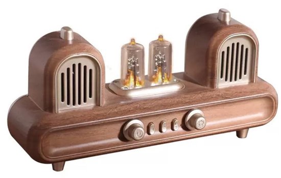 Fivesquare RetroLight Stereo Speaker – Retro Tube Lights, 10W Stereo, FM Radio, TWS, TF/USB/AUX & Bluetooth 5.4 van Merkloos