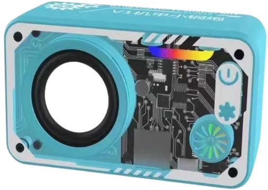 Fivesquare SteelCannon RGB Speaker – Mini Bluetooth Speaker met Transparant Industrieel Design, 5W Bass & RGB Ambient Licht van Merkloos