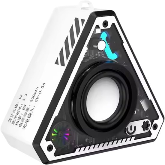 Fivesquare TriBeam RGB Speaker – Mini Driehoek Bluetooth Speaker met 360° Surround Sound, TWS & RGB Licht van Merkloos