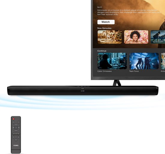 FlinQ Bluetooth Soundbar met ingebouwde Subwoofer - Soundbars voor tv - alles in één - 3D surroundsound - Met afstandsbediening - Film/Muziek/Nieuws mode - Zwart van FlinQ