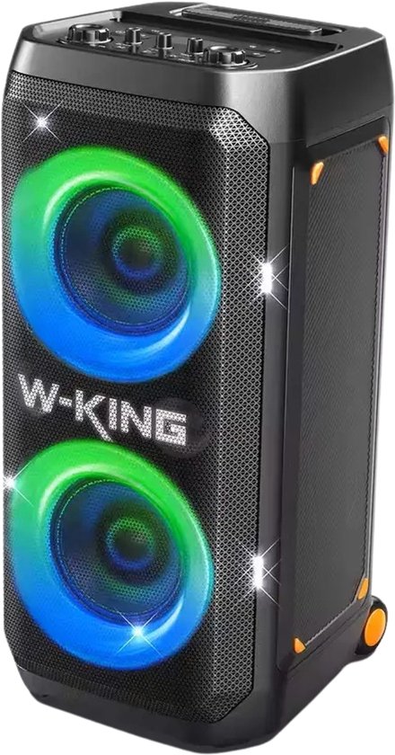 Flolife - T12 Bluetooth Party Speaker 370W MAX – Krachtige Pro Sound, Bass Boost, Light Show, Wielen & Telescopische Handgreep