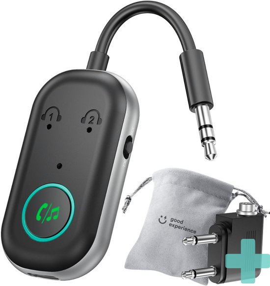 Fly Air PRO - Bluetooth Transmitter & Receiver - Geschikt Voor 2 Koptelefoons, Earpods, Earbuds en Vliegtuig – 3,5MM AUX - BT 5.3 - Bluetooth Ontvanger - Bluetooth Adapter van Merkloos