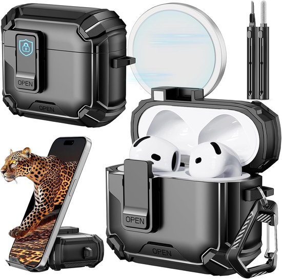 For AirPods 4 Case, Auto-Locking-Black