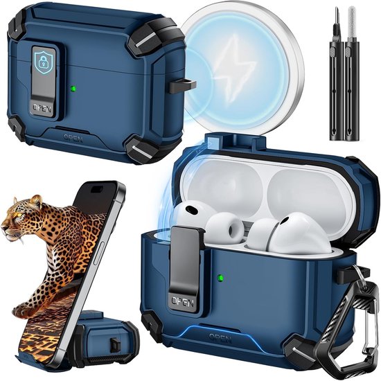 For AirPods Pro 3 Case, Auto-Locking-Blue