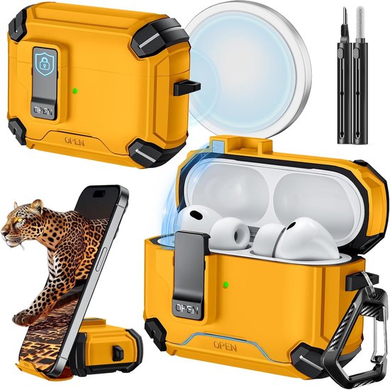For AirPods Pro 3 Case, Auto-Locking-Yellow
