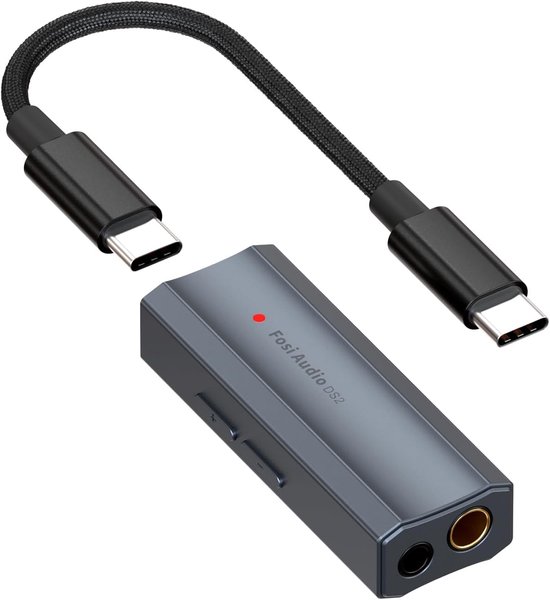 Fosi Audio DS2 USB DAC & Hoofdtelefoonversterker – Hi-Res Audio – DSD512 – 3,5 mm & 4,4 mm – Compact – Zwart