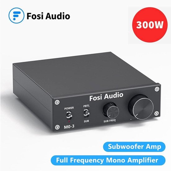Fosi Audio M03 – 200W Subwoofer & Mono Versterker – Klasse-D – Compact – Low-Pass 20-300Hz