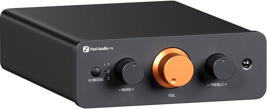 Fosi Audio P4 - Mini Voorversterker met 3 RCA-ingangen - Preamp voor Versterkers/Actieve Subwoofers/Luidsprekers