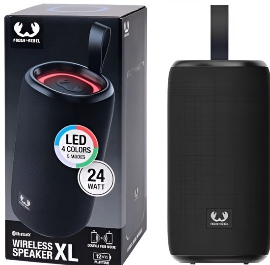 Fresh 'n Rebel - Draadloze Bluetooth Speaker - Speaker Met Verlichting - Double Fun Mode - Zwart van Merkloos