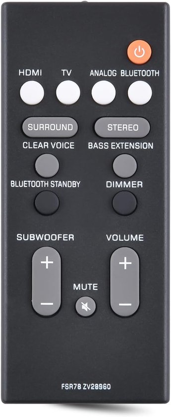FSR78 ZV28960 vervangende afstandsbediening geschikt voor Yamaha Soundbar ATS-1060 NS-WSW42 ATS-2070 YAS-CU207 YAS-106 - ShopVlot