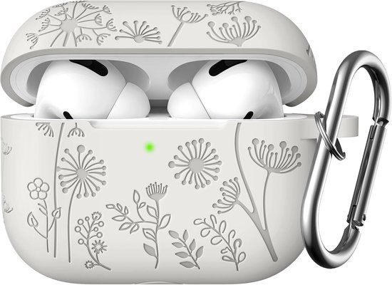 Gegraveerde Hoes Compatibel met AirPods Pro 2/1e Generatie, Zachte Siliconen Stootvaste Bescherming, Karabijnhaak, Voorste LED Zichtbaar, Polarster