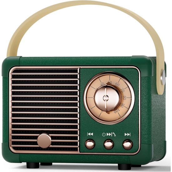 GELLDG Bluetooth-luidspreker - Mini - Draagbaar - Coole retro Bluetooth-luidspreker - Moderne muziekdoos - Geschikt voor kamerdecoratie, kantoordecoratie, woonkamerdecoratie, kinderfeestcadeau - Groen
