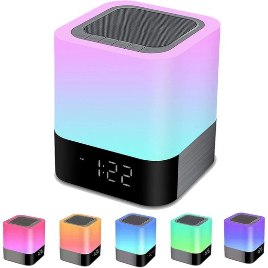 GELLDG Draagbare Bluetooth-luidspreker met verlichting - kan gebruikt worden als nachtlampje - aanraakgevoelige dimbare wekker - RGB-kleurveranderende ledverlichting - een geschikt cadeau geschikt voor meisjes, kinderen, tieners