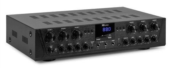 Geluidsinstallatie 6-Zone Stereo - Bluetooth Audio Versterker - 120 Watt Vermogen - Wandmontage - Zwart - Buiten Speaker