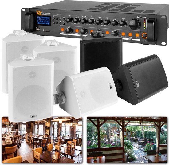 Geluidsinstallatie - Power Dynamics - 100V 2-zone geluidsinstallatie met 6 speakers voor binnen en buiten van Power Dynamics