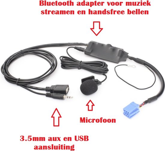 Geschikt Voor Vw Golf 4 Vw Polo Lupo Sharan New Beetle Passat B5 3BG Bluetooth Carkit en Music Muziek USB en AUX Audio Streaming AD2P kabel adapter van Kniek.