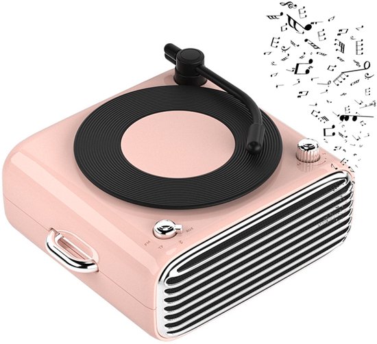 Gigicial Retro Bluetooth Speaker - Vintage Radio Bluetooth Speaker - Simuleert Echte Vinylmachine Met Stereogeluidseffecten - 1 - Roze van Merkloos