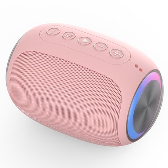 Gigicial Roze Bluetooth Speaker - Roze Draagbare Speaker - Geluid Met Dubbele Passive Bass + Kleurrijk Licht Effect - 1 - Voor Kinderen En Reizen In Rose van Merkloos