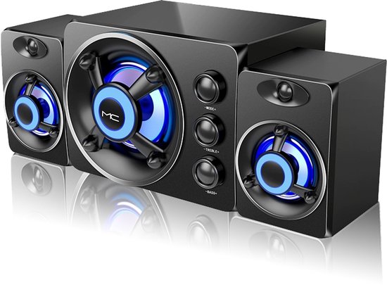 Gloovon - Luidspreker - Boekenplan Luidsprekers - Luidspreker Standaard - Luidsprekers voor PC - Bluetooth - 3.5mm Audio Kabel - Zwart van Gloovon