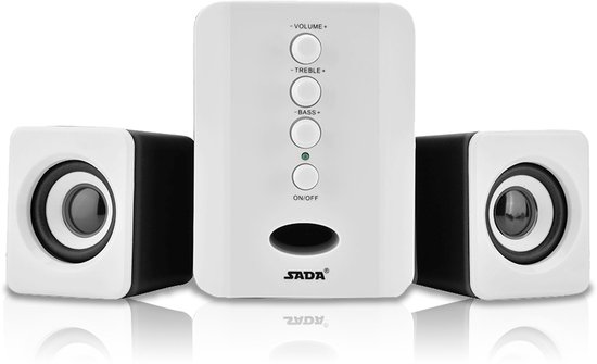 Gloovon® - Luidspreker - Speakerset Bluetooth - Luidspreker Standaard - Luidsprekers voor PC - 3.5mm Audio Kabel - Zwart-Wit van Merkloos