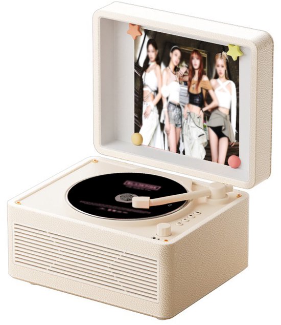 Gloovon® - Retro CD Speler - Bluetooth 5.3 - Draagbaar & Oplaadbaar - Ondersteuning voor CD/Bluetooth/USB/TF/AUX - Ingebouwde Stereo Speakers - Crème