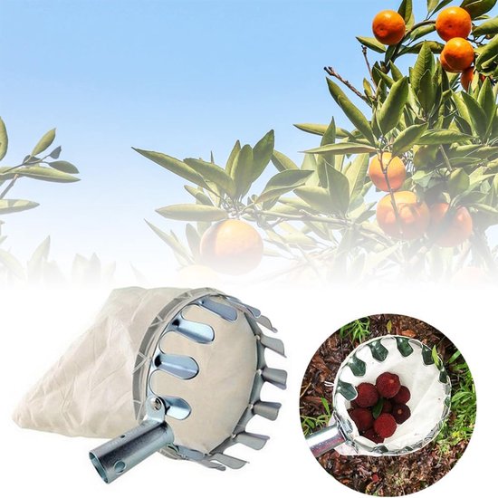 Gsedaox-Fruitplukker-Appelplukker-Fruitplukker met stoffen tas-Past op de meeste metalen fruitplukkers met handvat-14 cm-Zilver van Gsedaox