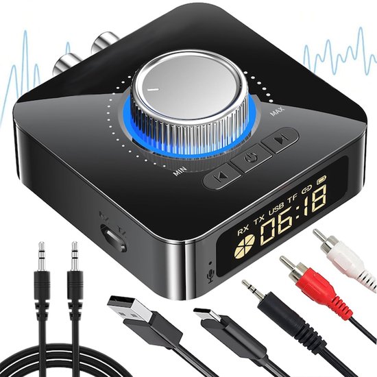 Gsedaox - Multi Connect Bluetooth Receiver & Transmitter - 5 in 1 Zender en Ontvanger - Audio Adapter - Zwart van Merkloos