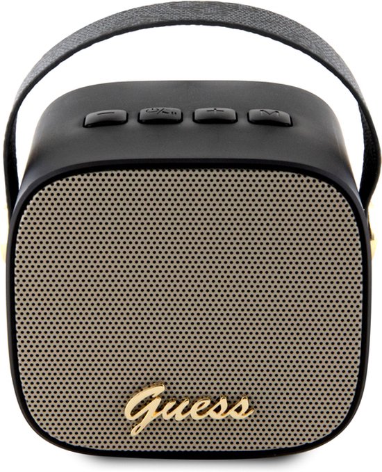 Guess speaker Bluetooth GUWSB2P4SMK Speaker mini black 4G Leather Script Logo with Strap van Guess