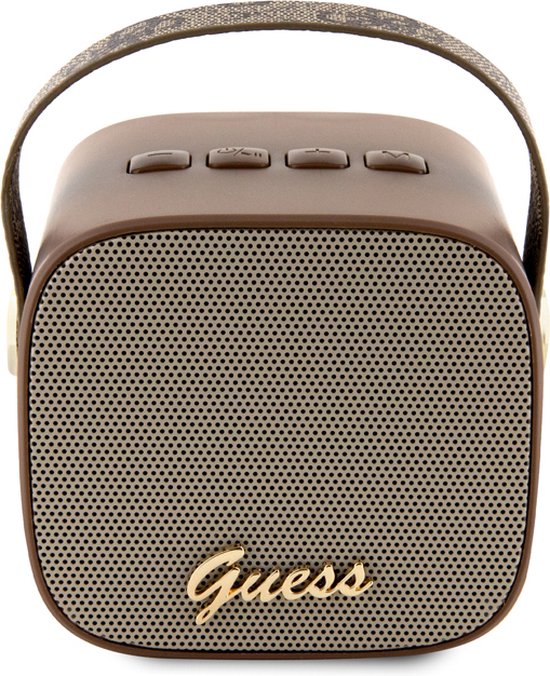 Guess speaker Bluetooth GUWSB2P4SMW Speaker mini brown 4G Leather Script Logo with Strap van Guess