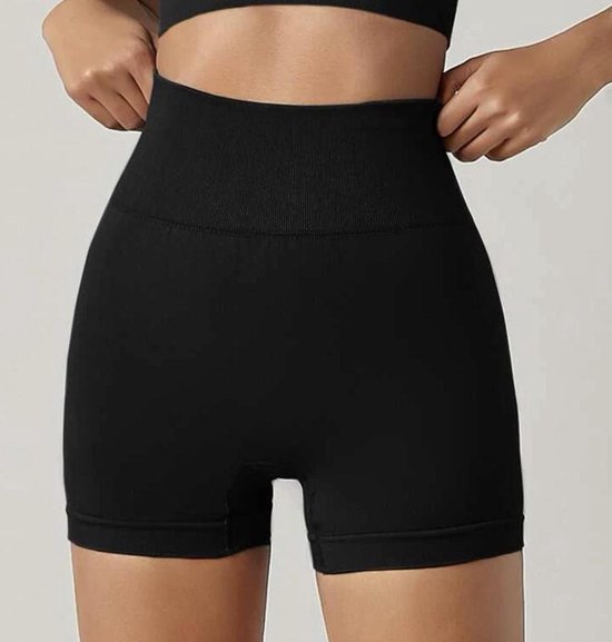 Gym Revolution - Korte Sportlegging dames - Korte Sportbroek dames - Sportkleding dames - Sportlegging - Sportlegging dames high waist - Hardloopbroek dames - yoga legging dames - Zwart Maat L van Gym Revolution