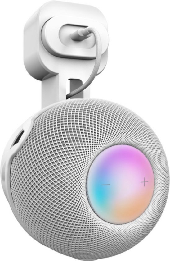 Hangende Speaker Standaard Geschikt Voor Apple HomePod Mini - Wall Mount - Muur Bevestiging - Ophanging in Stopcontact - Geen Boren, Lijm of Stickers Nodig - Wit van Merkloos