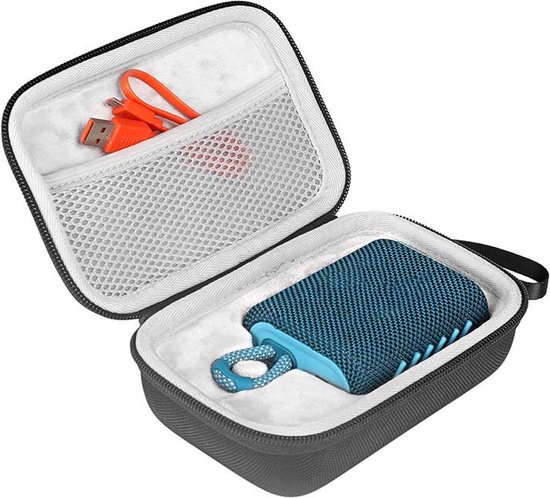 Hard Cover Opberghoes geschikt voor JBL GO 3 - Beschermhoes Travel Case Hoes Opbergtas - Zwart/grijs van Lobwerk