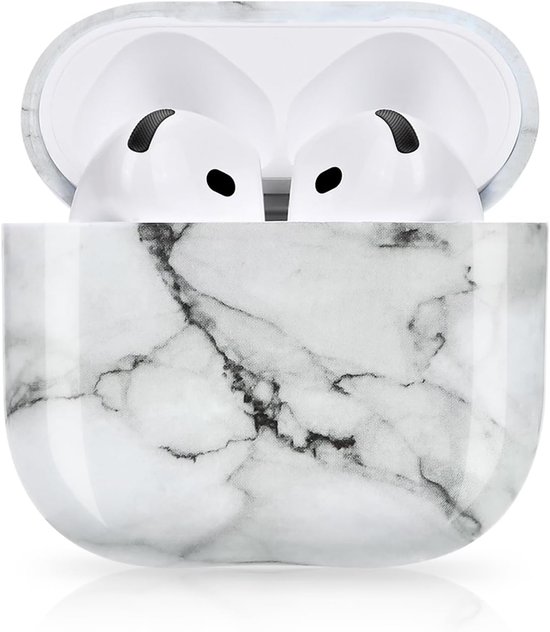 Hard PC Oordopjesbehuizing Compatibel met AirPods 4e Generatie 2024, Modieuze Marmer Print Design Volledige Lichaam Schokbestendige Krasbestendige Beschermende Laadbehuizing voor AirPods 4