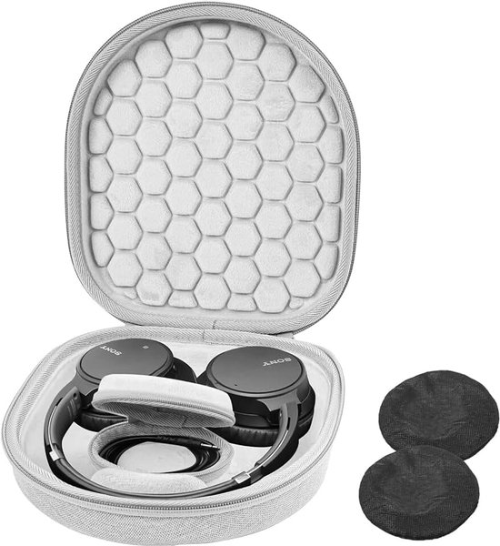 Hard Travel Case voor Sony Hoofdtelefoon -Grijs | Past op WH-CH720N/WH-CH710N/WH-CH520/WH-CH510/WH-1000XM5/WH-1000XM4/WH-XB910N & Bose 700, draagtas met 2 stofhoezen