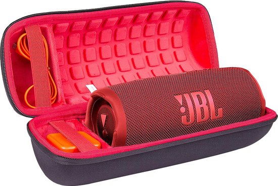 Hard Travel Protection Case Case Cover geschikt voor JBL Charge 4 / JBL Charge 5 draagbare Bluetooth luidspreker (Black Case / Binnen Red) Let op: alleen de beschermhoes van Merkloos