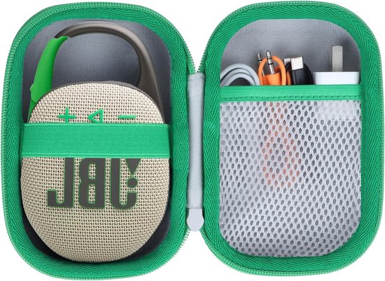 Hard Travel Protective Case voor JBL Clip 5, Clip 4 en Clip 4 Eco - Waterdichte Pouch Bag met Grijze en Groene Rits voor Draagbare Speakers van Merkloos